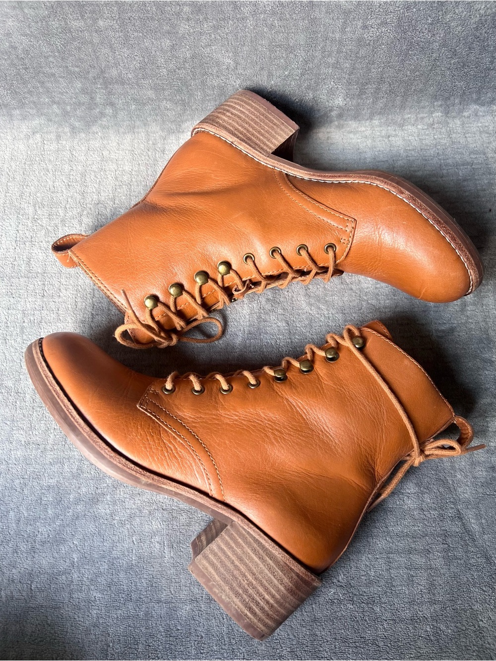 Madewell The Patti Lace-Up Ankle Boots Sz 5 English Saddle Leather Soft Brown - Picture 16 of 16